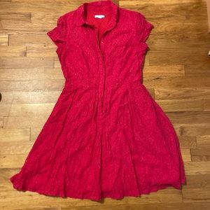 Lace overlay red dress